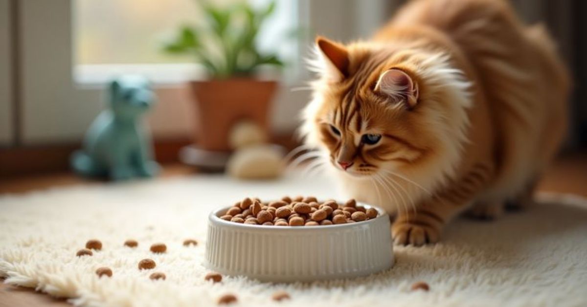 Cat burying food bowl